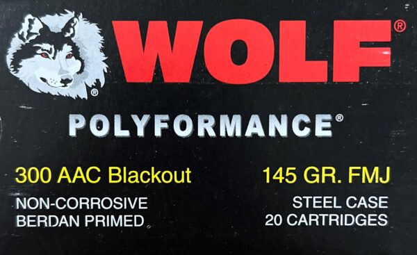 Wolf Polyformance 300 AAC Blackout 145 Grain FMJ Steel Case - 20 rds/box
