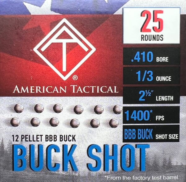 American Tactical 410 Bore BBB 12 Pellet BUCKSHOT 2-1/2" 1400 FPS 1/3oz - 25 shells/box