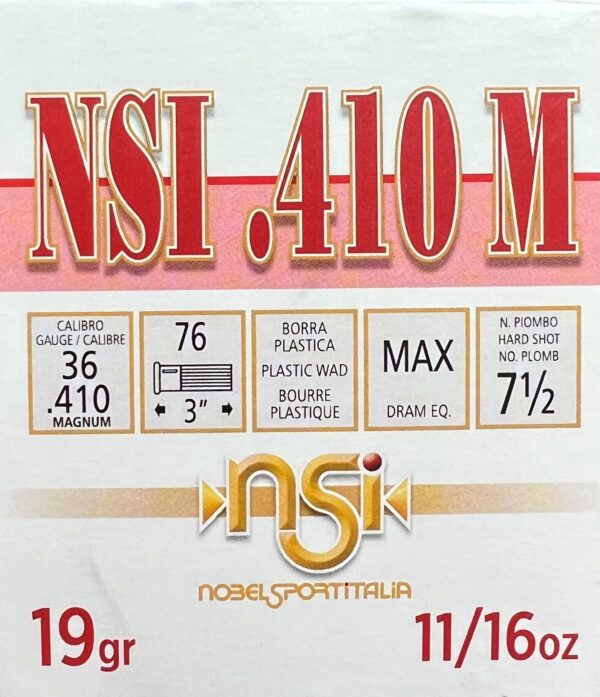 Nobel Sport Italia 410 BORE 3" MAGNUM 11/16 oz #7.5 MAX DRAM HIGH BRASS * FREE SHIPPING OVER $550 - 25 shells/box