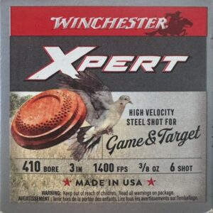 Winchester Xpert Game and Target 410 BORE 3" 1400FPS 3/8oz #6 HIGH VELOCITY STEEL SHOT - 25 shells/box